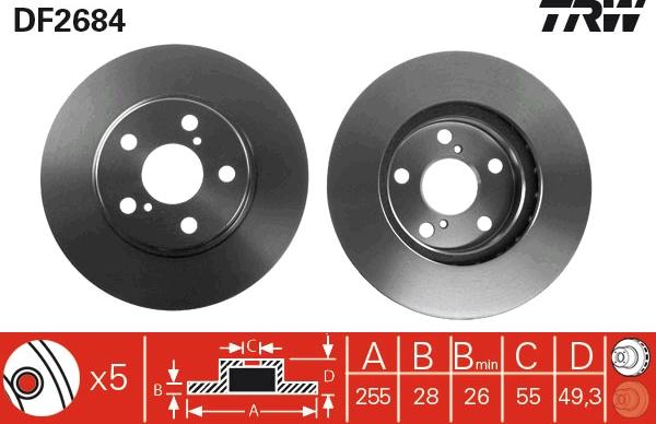 TRW DF2684 - Гальмівний диск autocars.com.ua