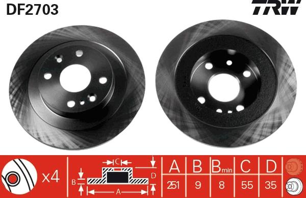 TRW DF2703 - Гальмівний диск autocars.com.ua