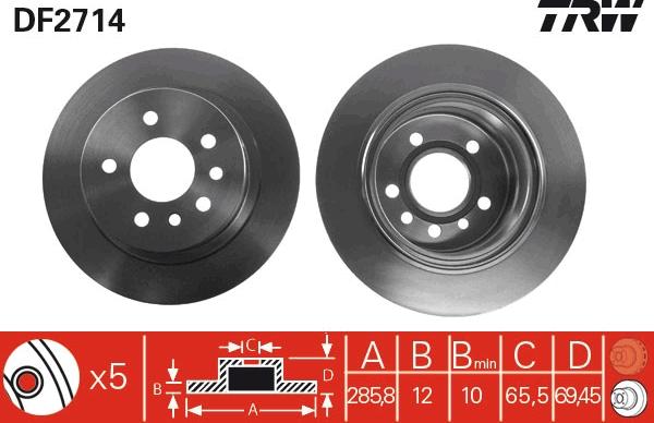 TRW DF2714 - Гальмівний диск autocars.com.ua