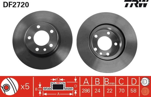 TRW DF2720 - Гальмівний диск autocars.com.ua