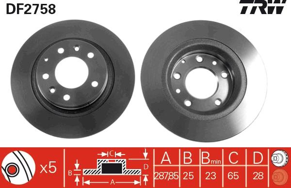 TRW DF2758 - Гальмівний диск autocars.com.ua