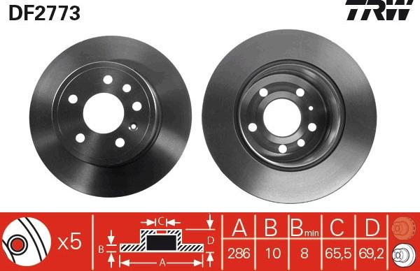 TRW DF2773 - Гальмівний диск autocars.com.ua