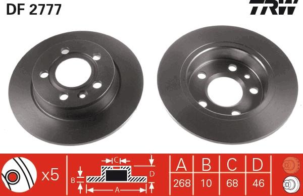 TRW DF2777 - Гальмівний диск autocars.com.ua