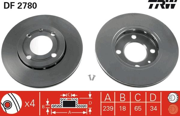 TRW DF2780 - Гальмівний диск autocars.com.ua