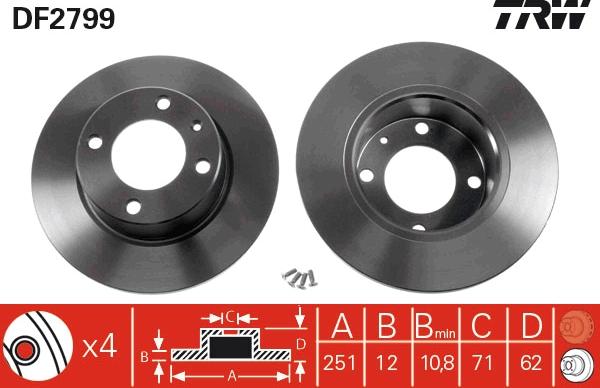 TRW DF2799 - Гальмівний диск autocars.com.ua