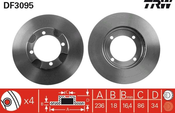 TRW DF3095 - Гальмівний диск autocars.com.ua