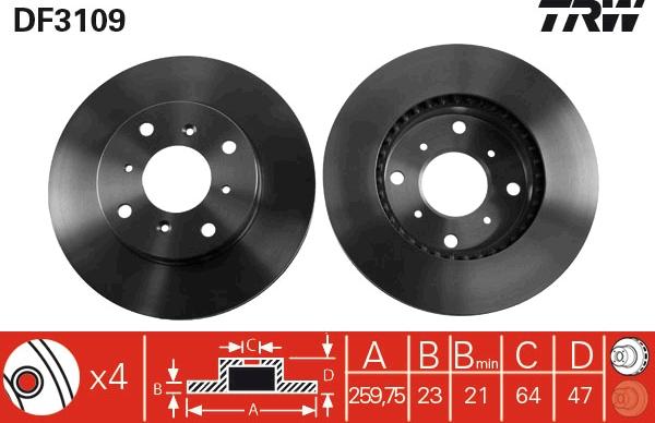 TRW DF3109 - Гальмівний диск autocars.com.ua