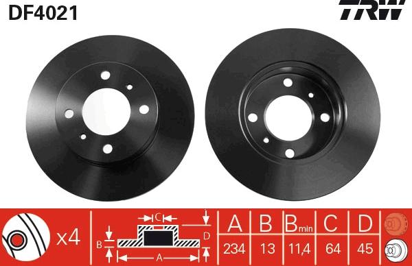 TRW DF4021 - Гальмівний диск autocars.com.ua