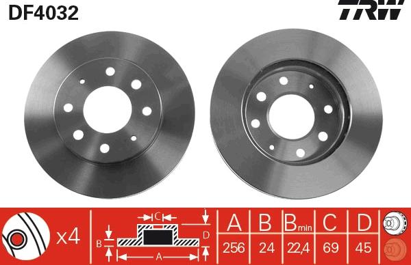 TRW DF4032 - Гальмівний диск autocars.com.ua