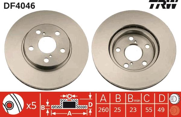 TRW DF4046 - Гальмівний диск autocars.com.ua