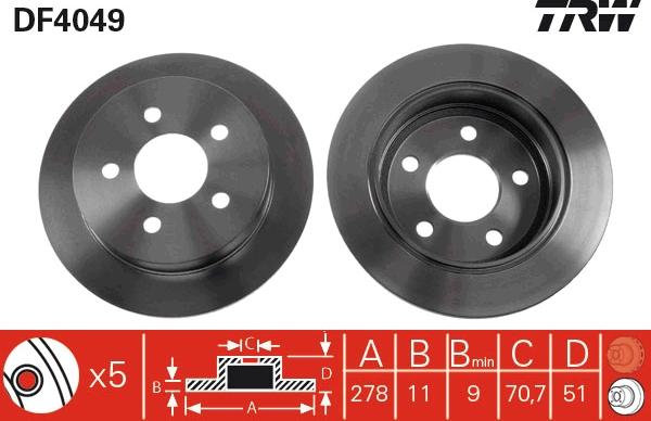 TRW DF4049 - Гальмівний диск autocars.com.ua