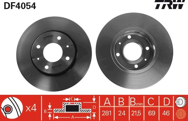 TRW DF4054 - Гальмівний диск autocars.com.ua