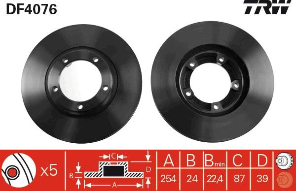 TRW DF4076 - Гальмівний диск autocars.com.ua