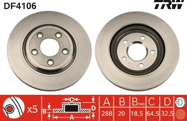 TRW DF4106 - Гальмівний диск autocars.com.ua