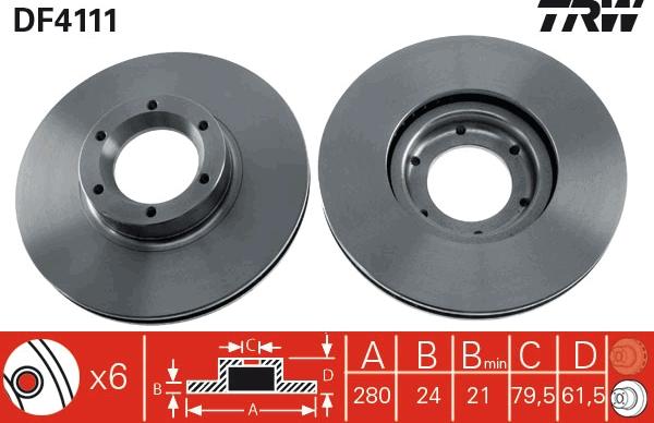 TRW DF4111 - Гальмівний диск autocars.com.ua