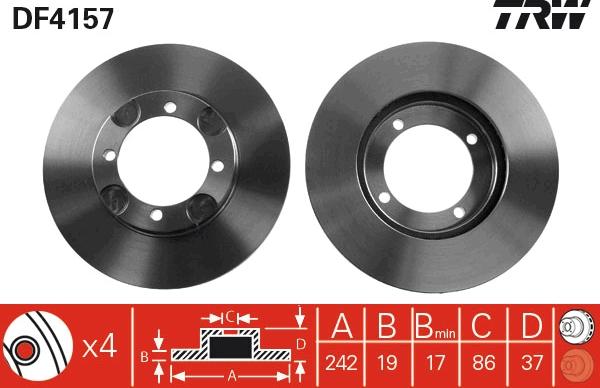 TRW DF4157 - Гальмівний диск autocars.com.ua