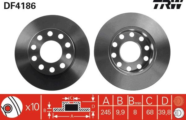 TRW DF4186 - Гальмівний диск autocars.com.ua