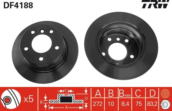 TRW DF4188 - Гальмівний диск autocars.com.ua