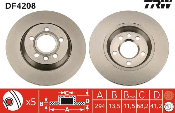 TRW DF4208 - Гальмівний диск autocars.com.ua