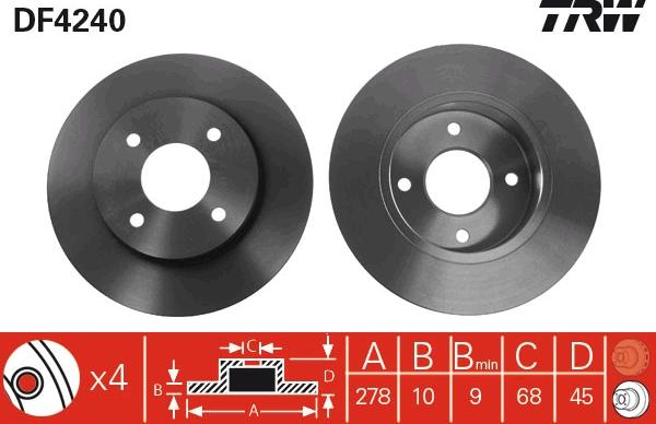 TRW DF4240 - Гальмівний диск autocars.com.ua