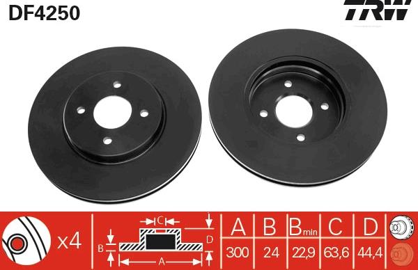 TRW DF4250 - Гальмівний диск autocars.com.ua