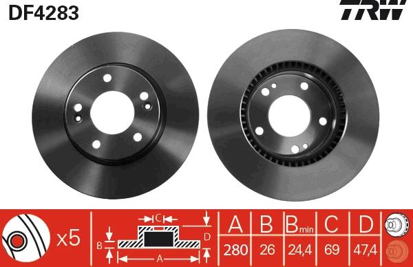 TRW DF4283 - Гальмівний диск autocars.com.ua