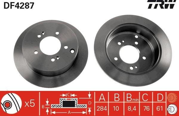 TRW DF4287 - Гальмівний диск autocars.com.ua