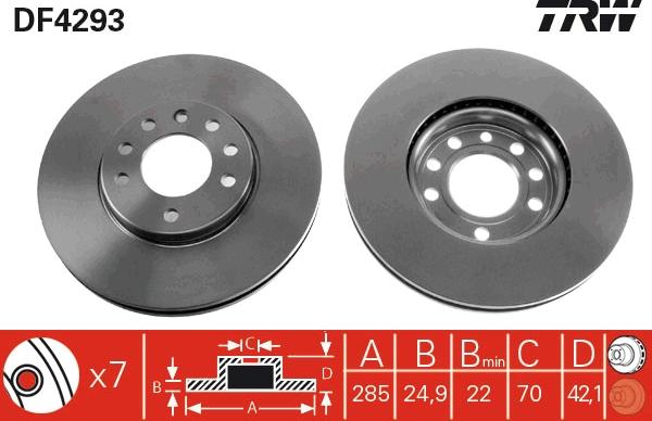 TRW DF4293 - Гальмівний диск autocars.com.ua