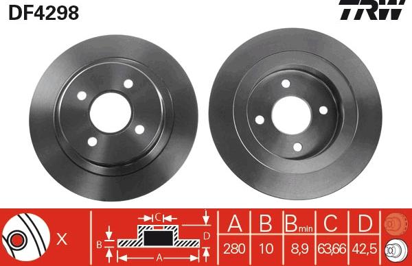 TRW DF4298 - Гальмівний диск autocars.com.ua