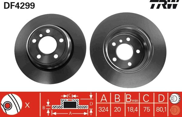 TRW DF4299 - Гальмівний диск autocars.com.ua