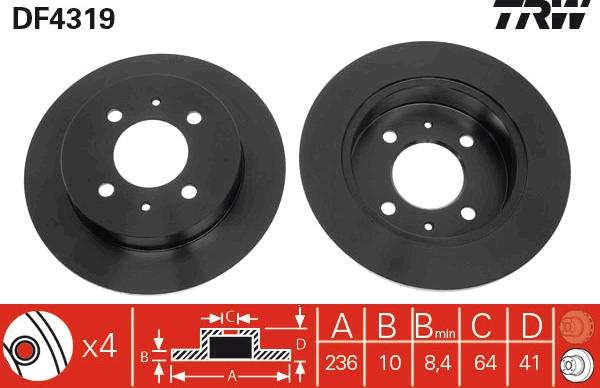 TRW DF4319 - Гальмівний диск autocars.com.ua