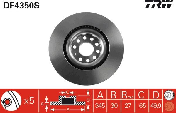 TRW DF4350S - Гальмівний диск autocars.com.ua