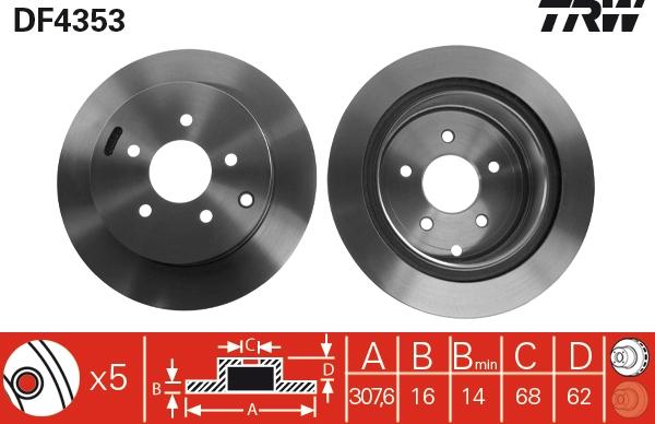 TRW DF4353 - Гальмівний диск autocars.com.ua