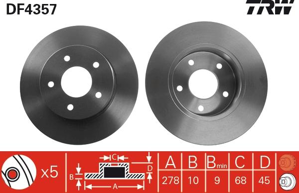 TRW DF4357 - Гальмівний диск autocars.com.ua