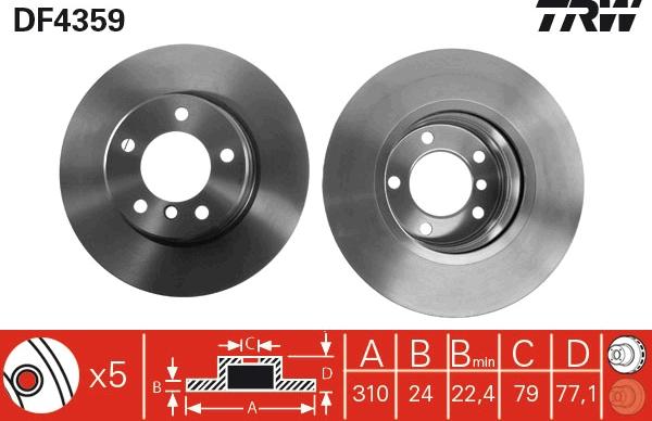 TRW DF4359 - Гальмівний диск autocars.com.ua