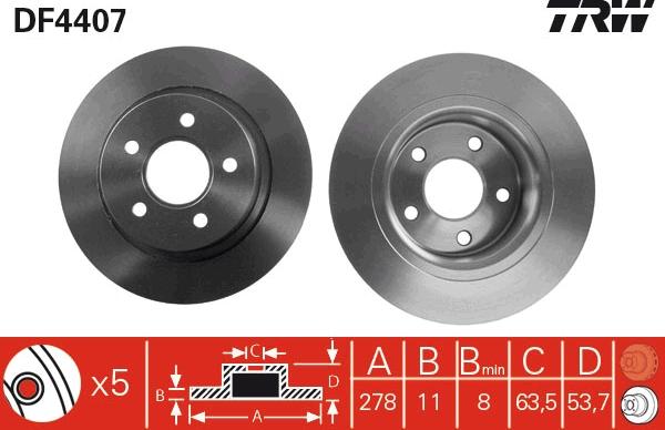 TRW DF4407 - Гальмівний диск autocars.com.ua