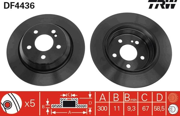 TRW DF4436 - Гальмівний диск autocars.com.ua