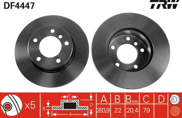 TRW DF4447 - Гальмівний диск autocars.com.ua