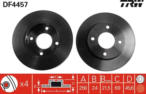 TRW DF4457 - Гальмівний диск autocars.com.ua