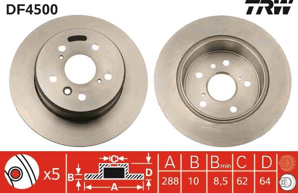 TRW DF4500 - Гальмівний диск autocars.com.ua