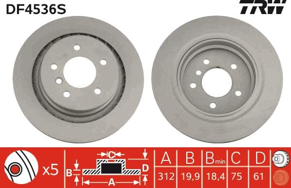 TRW DF4536S - Гальмівний диск autocars.com.ua