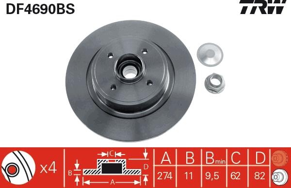 TRW DF4690BS - Гальмівний диск autocars.com.ua