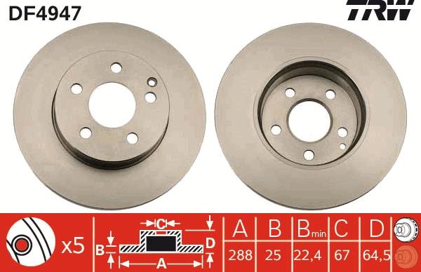 TRW DF4947 - Гальмівний диск autocars.com.ua