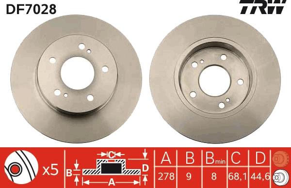 TRW DF7028 - Гальмівний диск autocars.com.ua