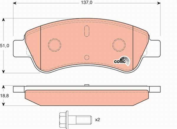 TRW GDB1463 - Гальмівні колодки, дискові гальма autocars.com.ua