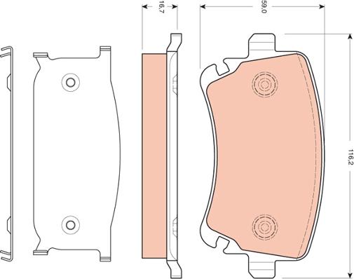 TRW GDB1661 - Комплект гальмівних колодок з 4 шт. дисків autocars.com.ua