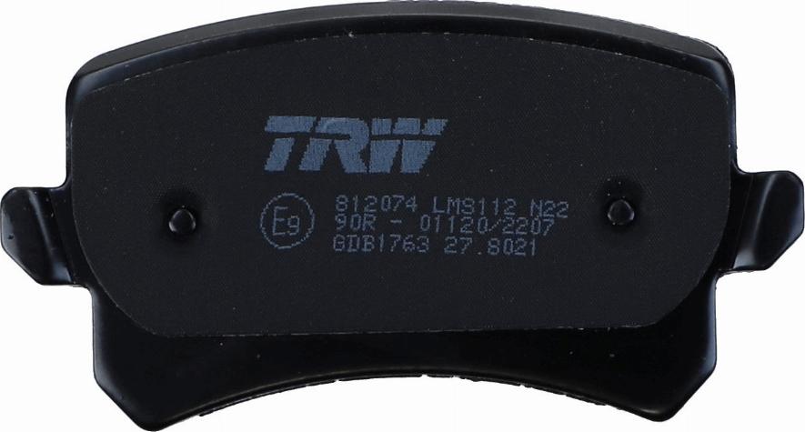 TRW GDB1763 - Комплект тормозных колодок. дисковый тормоз autocars.com.ua