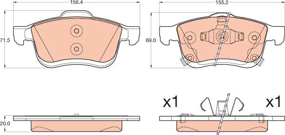 TRW GDB2060 - Тормозные колодки, дисковые, комплект avtokuzovplus.com.ua