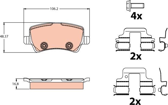 TRW GDB2125 - Тормозные колодки, дисковые, комплект avtokuzovplus.com.ua