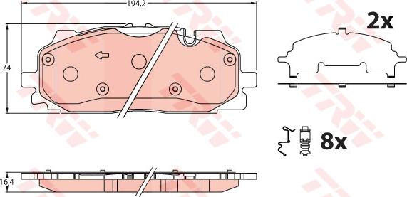 TRW GDB2190 - Гальмівні колодки, дискові гальма autocars.com.ua